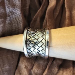 Sterling silver woven basket ring.